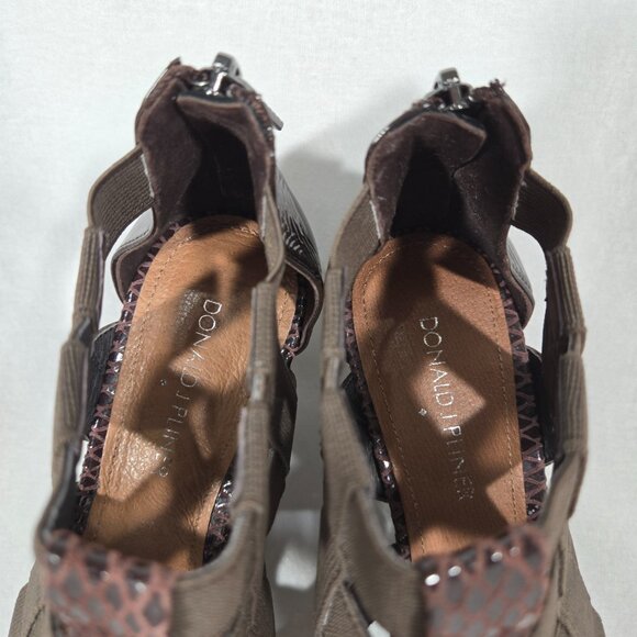 DONALD J PLINER Pira BROWN Watersnake & Stretchy Strappy Ankle Wedge Sandals 8M. - Picture 13 of 17
